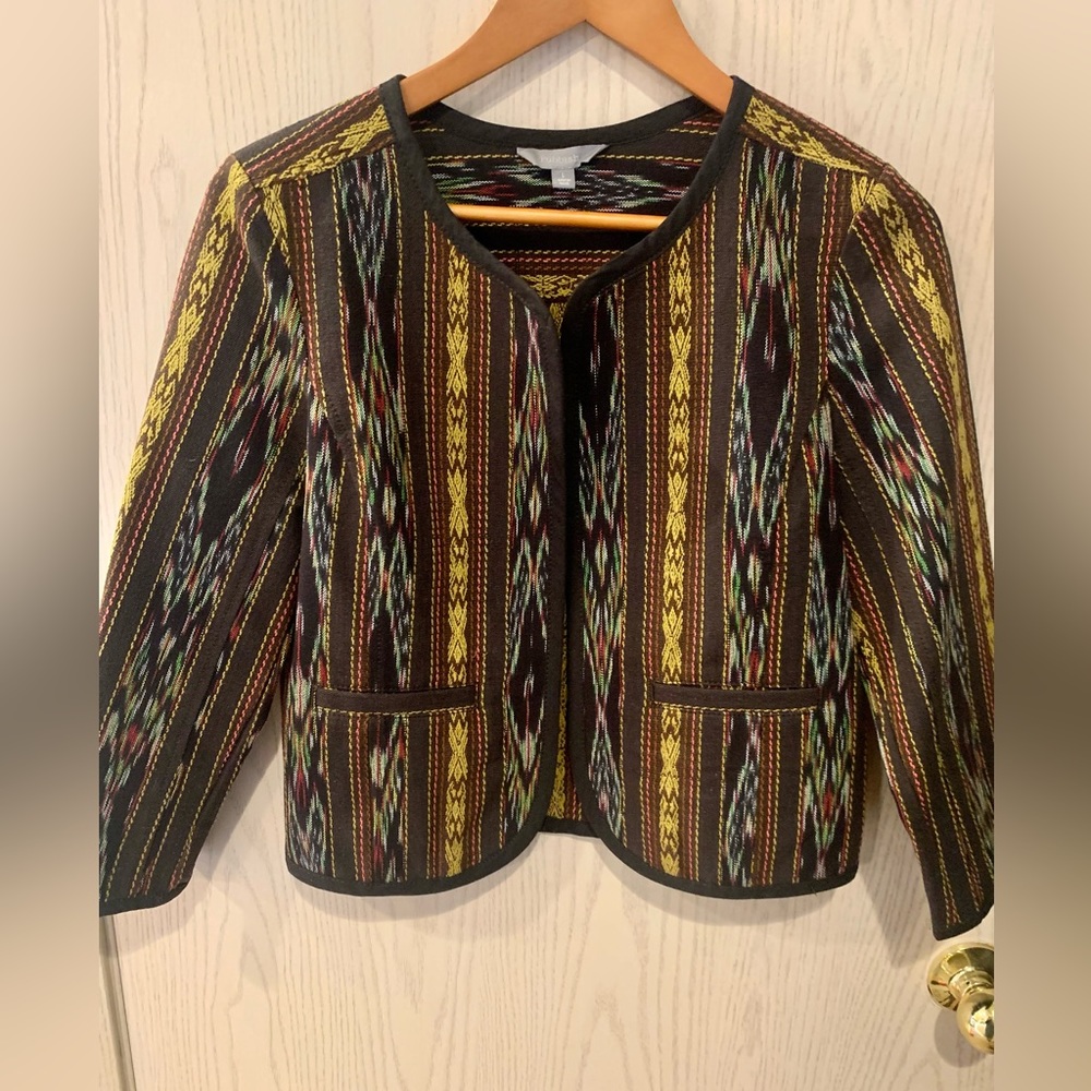 Nordstrom Rubbish Embroidered Open Front Cotton Jacket Size Large - Picture 2 of 8
